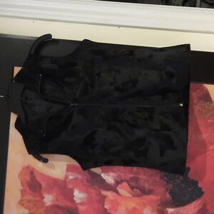 NAUGHTY SEXXXY BLACK FAUX FUR VEST SIZE SMALL FREE GLOVES